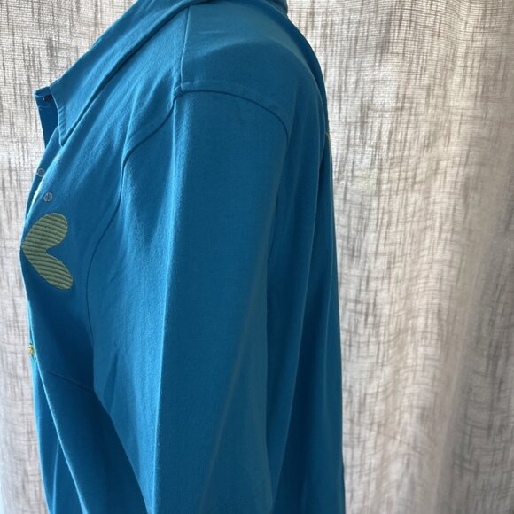 Davina Women's Artsy Size 1X blue maxi dress & jacket embroidered fish casual - Picture 14 of 15